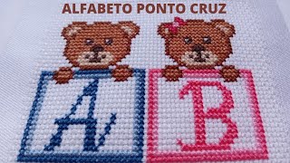 ALFABETO completo PONTO CRUZ 🆎️👦👧🧸 gráficos de monogramas infantil letras em ponto cruz [upl. by Patience]