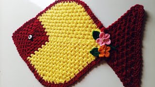 crochet table mat sousplat placemats table runner thalposh rumal crochet fish [upl. by Dawson519]