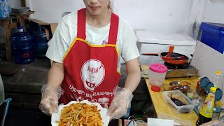 Spaghetti Recipe  Laos Street Food [upl. by Solracesoj14]