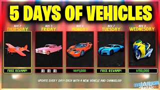 5 Days of Jailbreak Vehicles Dont Miss Out [upl. by Ahseket]