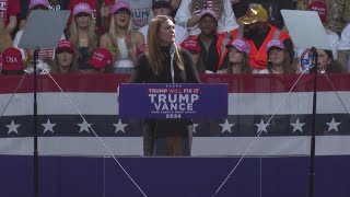 Arkansas Governor Sarah Huckabee Sanders speaks in Macon ahead of Trump [upl. by Rratsal340]