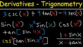 Derivatives of Trigonometric Functions  Product Rule Quotient amp Chain Rule  Calculus Tutorial [upl. by Ching]