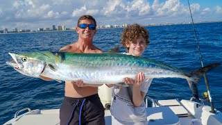 We CAUGHT a GIANT HUGE Kingfish Catch Clean Cook [upl. by Ynohtnad]