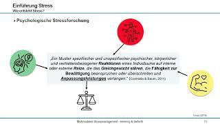 Video 2 Biologische und psychologische Stresstheorien [upl. by Ailadi869]