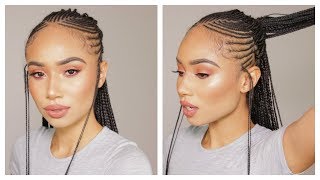 GRWM PEACHY GLOWY MAKEUP  STYLING MY BRAIDS [upl. by Jorey]