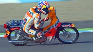 Haha FUNNIEST RACE of Marc Marquez vs Dani Pedrosa of MotoGP allowed to use to small bikes [upl. by Castera205]