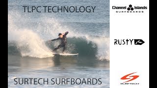 SURFTECH SURFBOARDS REVIEW CHANNEL ISLANDS FLYER 2 amp RUSTY DOZER TLPC TECHNOLOGY [upl. by Lanae]