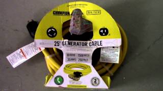 Champion 48036 Generator Power Cord Review and Demonstration [upl. by Monteria]