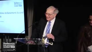 Warren Buffett Accepts Lifetime Achievement Award from Bono at Forbes 400 Summit [upl. by Fife]