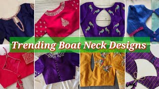 Best 50😍🥳 boat neck design  blouse designs new model  blouse design  blauj dizain [upl. by Adnamaa808]