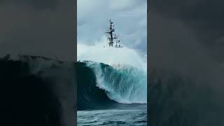 Will the Warship Survive This Massive Wave scaryocean oceanship ocean [upl. by Eem641]