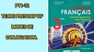 cours de français passerelle 3ac p11 et 12 texte prescriptif [upl. by Lienaj436]