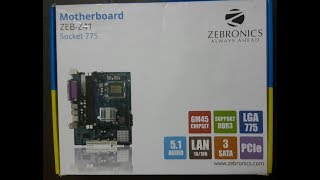 Zebronics Z41 G41Motherboard Unboxing And Windows10 Testing Support 8gb DDR3 RAM [upl. by Naud]