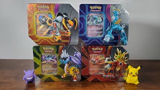 New Pokemon Paradox Destinies Tins Unboxing  Giveaway [upl. by Sira]