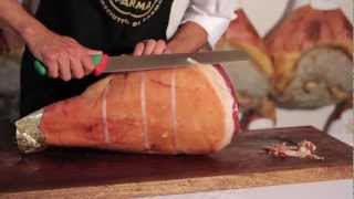 English Tutorial Preparing and slicing Parma Ham [upl. by Adnaloy]