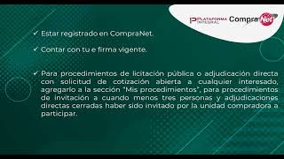 4 Presentación de proposiciones electrónicas a través de CompraNet [upl. by Auqenaj534]