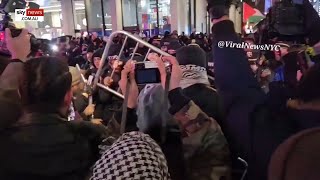 Violence erupts in NYC as proPalestine protesters clash with police near Rockefeller Center [upl. by Carn]