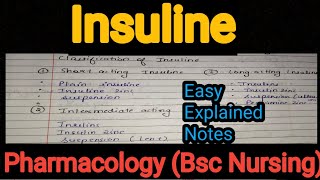 Notes Of Insulin in Hindi in Pharmacology Bsc Nursing [upl. by Marybella]