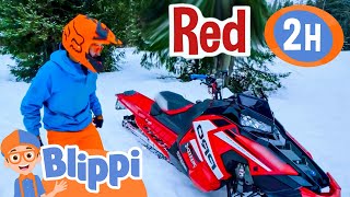 Blippis Red Snowmobile  Super Fast Vehicle  Blippi  Kids Songs  Moonbug Kids [upl. by Oca]