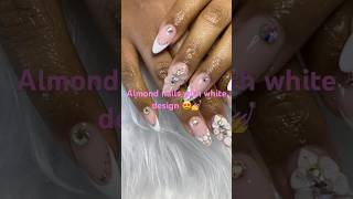 Diseños Blancos Con Flores En 3D nails uñasblancas diseñosexclusivos [upl. by Boykins]