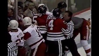 Keith Brown drops the gloves with Bob Probert Sep 19 1990 [upl. by Macguiness993]