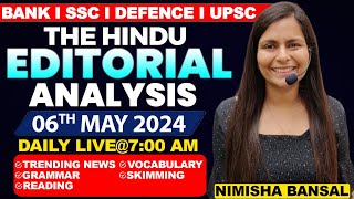 Editorial Analysis  6th May 2024  Vocab Grammar Reading Skimming  Nimisha Bansal [upl. by Teresita]