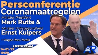 Terugkijken Persconferentie Mark Rutte amp Ernst Kuipers Coronamaatregelen 14 januari 2022 [upl. by Mame]