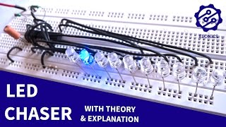 LED Chaser circuit using 555 timer  4017 IC on Breadboard  Basic Electronics Projects [upl. by Chubb456]