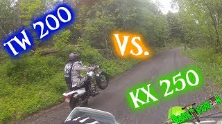 KX250 Vs TW200 Woods trail ride [upl. by Mirilla]