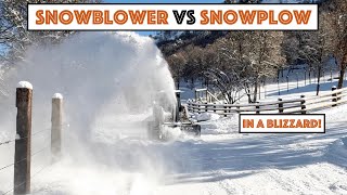 716  Snowblower Vs Snowplow In A Blizzard Moved 1000 Gallon Tank Up Mountain W Skid Steer [upl. by Ansela]