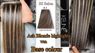 How to Ash Blonde Highlights on Black Hair  Ash Grey Hair Colour Highlights  Blonde highlights [upl. by Ogait]