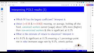 Panel data pooled OLS results interpretation [upl. by Neelsaj]