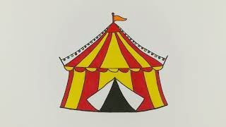 How to Draw Circus Tent Step by Step [upl. by Evelunn373]