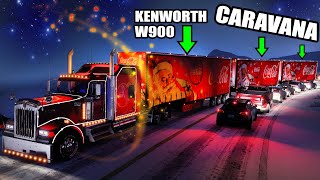 TRIPLE Trailer de CocaCola CARAVANA NAVIDEÑA Kenworth W900 Nevado American Truck Simulator [upl. by Ahseekan]