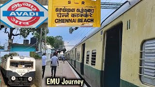 Avadi  Chennai Beach EMU Journey  Via Washermanpet  Royapuram Loco Shed View [upl. by Chema]