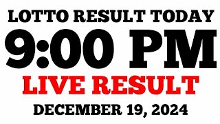 Lotto Result Today 9PM Draw December 19 2024 PCSO LIVE Result [upl. by Abbotsun305]