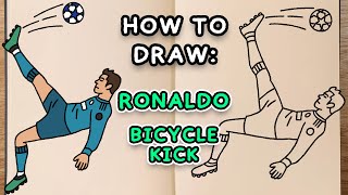 How to draw and colour RONALDO BICYCLE KICK step by step drawing tutorial [upl. by Enorel276]