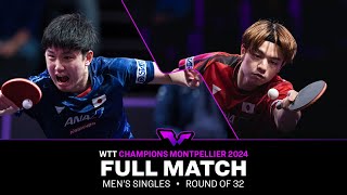 FULL MATCH  Tomokazu Harimoto vs Yukiya Uda  MS R32  WTTMontpellier 2024 [upl. by Elata]