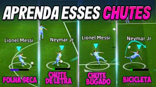 MELHORES CHUTES DO EFOOTBALL 2025 MOBILE  Aprenda chute de bike trivela folha seca e outros [upl. by Ivett]