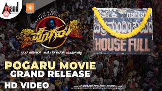 Pogaru Movie Grand Release  Dhruva Sarjaa  Rashmika Mandanna  Chandan Shetty [upl. by Alesig]