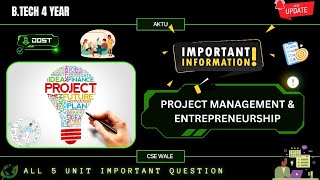 Project Management and Entrepreneurship important question aktu  PME Aktu cse wale [upl. by Beetner]