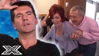 FUNNIEST X Factor Moment Ever Sharon Osbourne WALKS INTO A DOOR  X Factor Global [upl. by Aerdna]