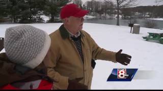 Christmas Trees serve as warning to snowmobilers on Maine lake [upl. by Adnawal]