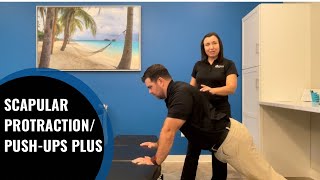 Scapular Protraction Push Ups Plus [upl. by Nalym]