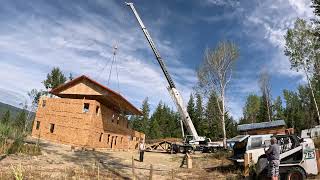 Time lapse roof section being crained on to the house 36 by 46 foot [upl. by Berck740]