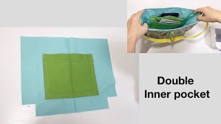 【ダブル内ポケット】バックポケット作り方 bag Double Inner pocket easy daily bag DIY [upl. by Siahc]