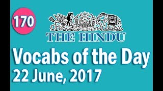 Daily The Hindu Vocabulary 22 June 2017  Learn 10 New Words with Tricks  Day170 [upl. by Lorne]