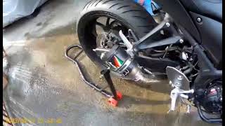 Yamaha MT03 2020 with Austin Racing 61mm full system exhaust sound check [upl. by Killy]