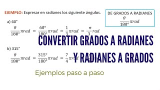 Convertir grados a radianes y radianes a grados  Profe Lisseth [upl. by Anayd612]