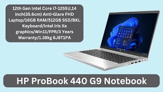 HP ProBook 440 G9 Notebook12th Gen i714 inch 16GB RAM512GB SSD Iris XeWin113 Years Warranty [upl. by Yralam]